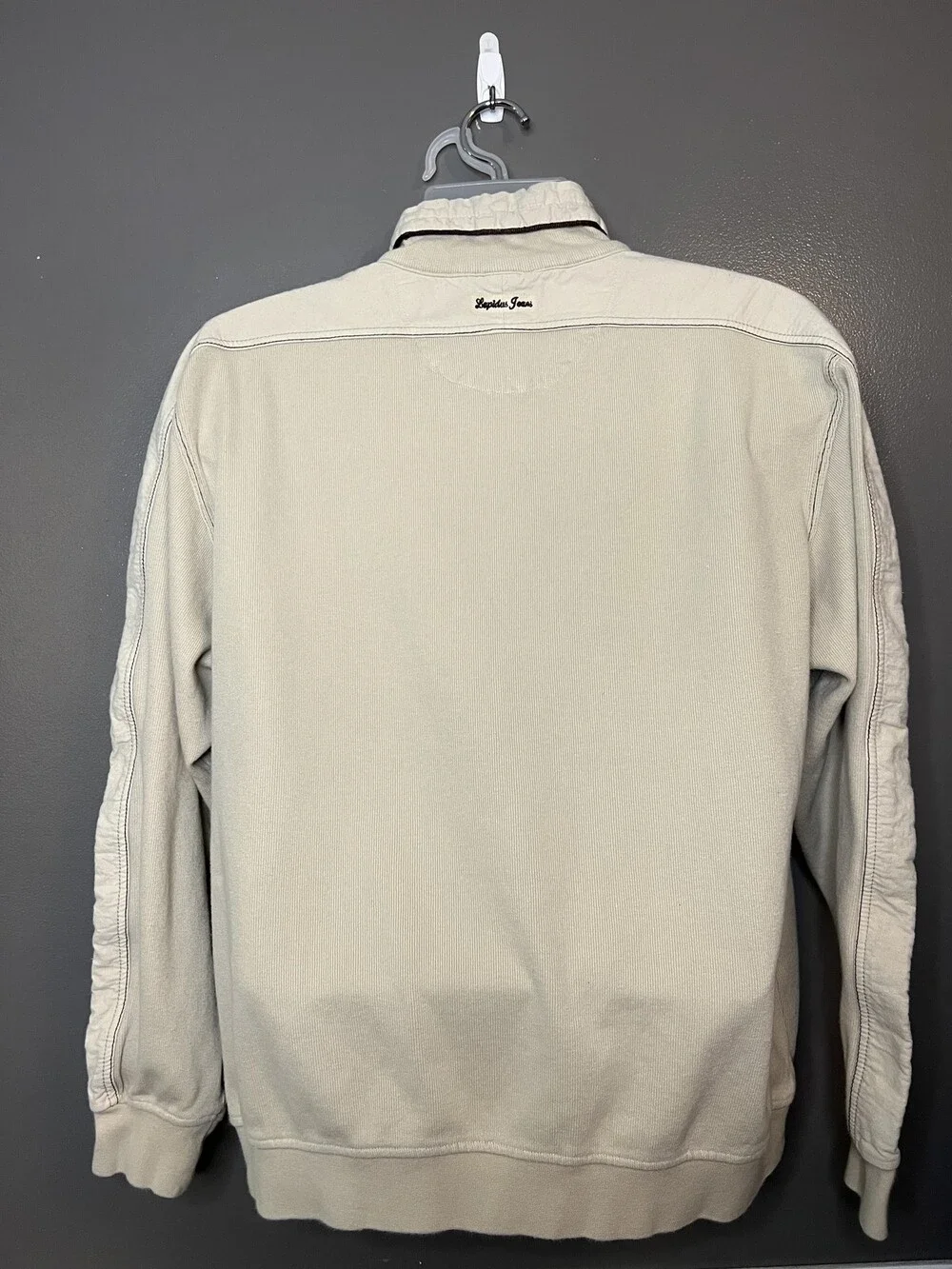 Ted Lapidus Jeans Sweater Mens Large Beige Quarter Zip Cotton Pullover Top